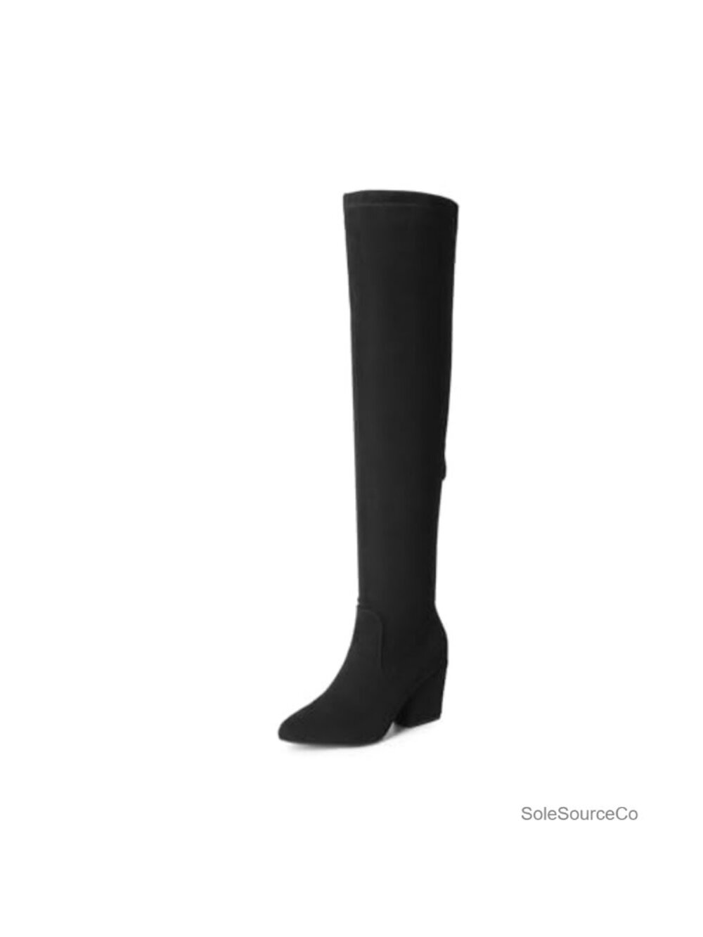 Women's Over the Knee Boots Faux Suede Pointed Toe Block Heel Side Zip